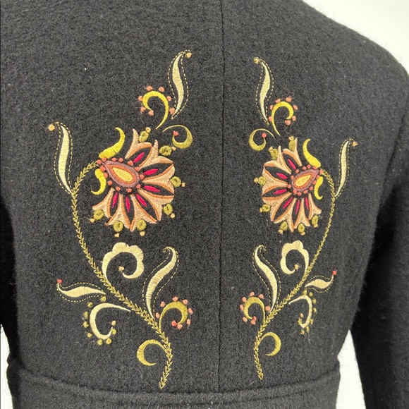 Vintage Y2K Carson Womens Black Boiled Wool Embroidered Dresscoat Size M - Picture 11 of 16